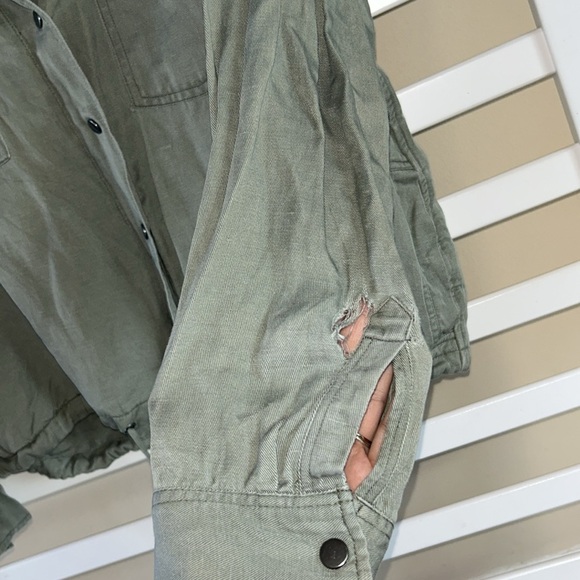 Rails Jacket Collins Olive Green Full Zip Snap Military Utility Linen Blend - Picture 4 of 15